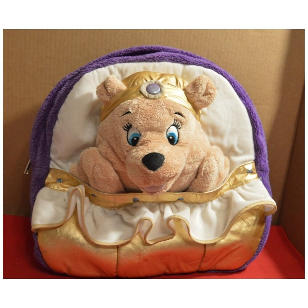 Kids Backpack Caesars Cleo Bear School Bag Fabric Gold & Purple Adjustable Strap